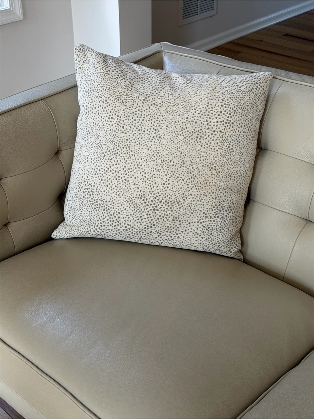 West Elm Cream Pillow with Gray Speckle